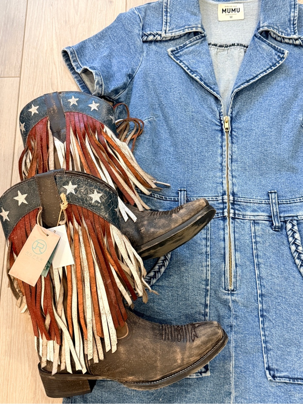 ROPER WOMEN'S AMERICAN BEAUTY FRINGE WESTERN BOOTS